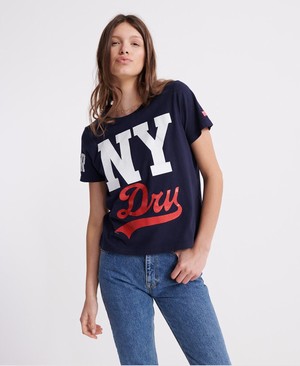 Superdry SDQB NY Dry Női Pólók Sötétkék | DMKVS2531